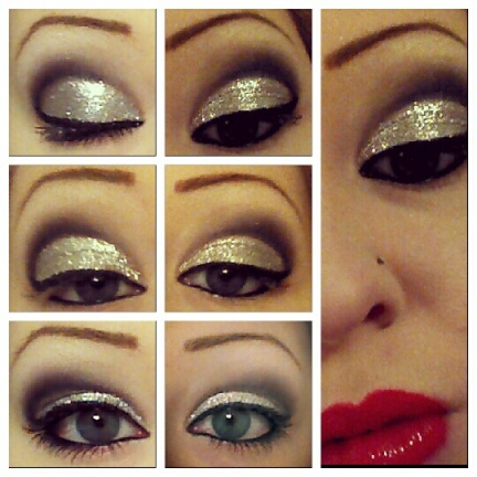Holiday Make-Up 2012 - Smokey Glitter Eye Shadow & Candy Red Lips